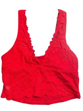 Aerie Red Lace Bralette Crop Top Size XXS